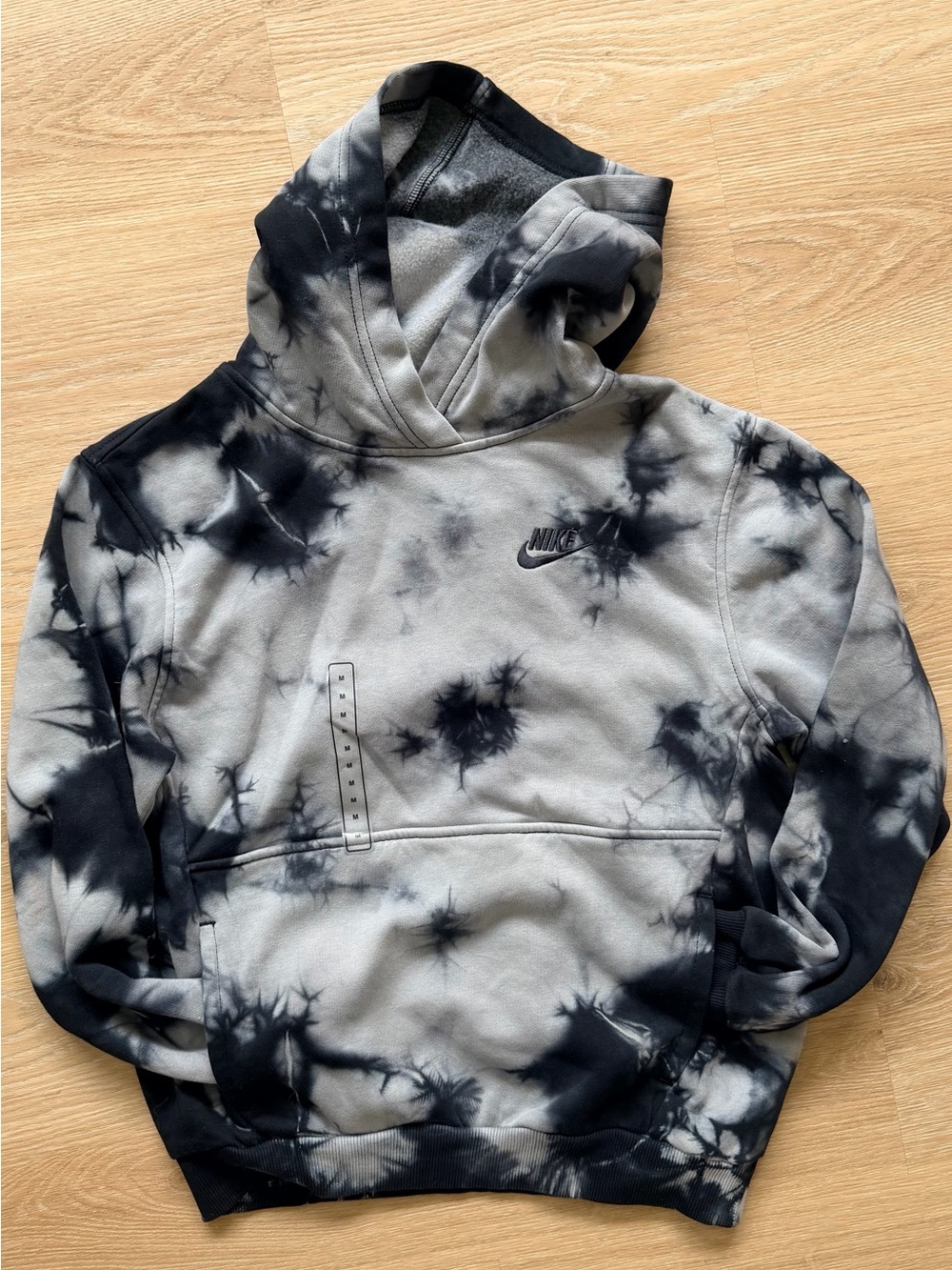 Nike Tie-Dye Black & Gray Hoodie Boys Med NWT